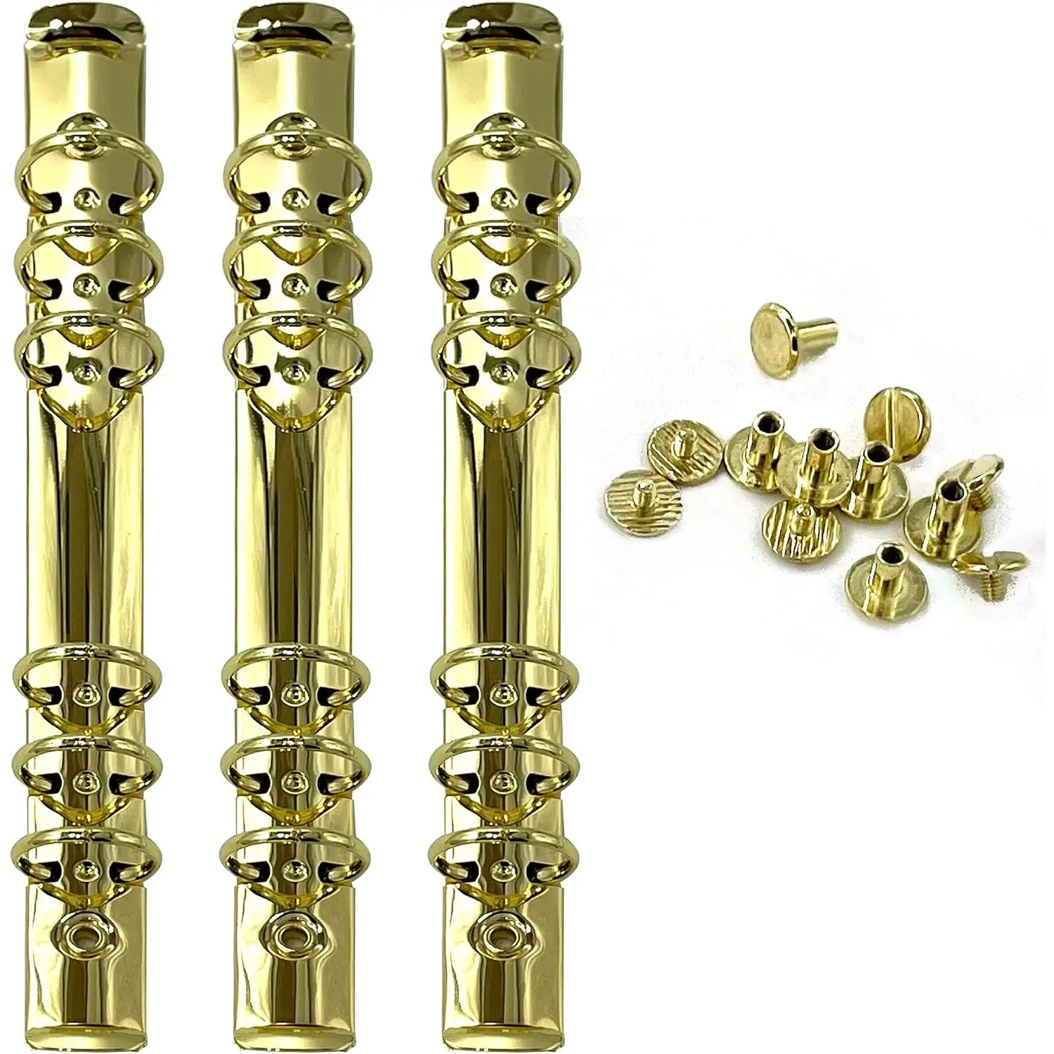 3-Pack A5 Loose Leaf Notebook Nickel Metal Binder Mechanism Kit with Metal Finish, 20mm 6-Ring Office Binder Accessories, Includes Screws