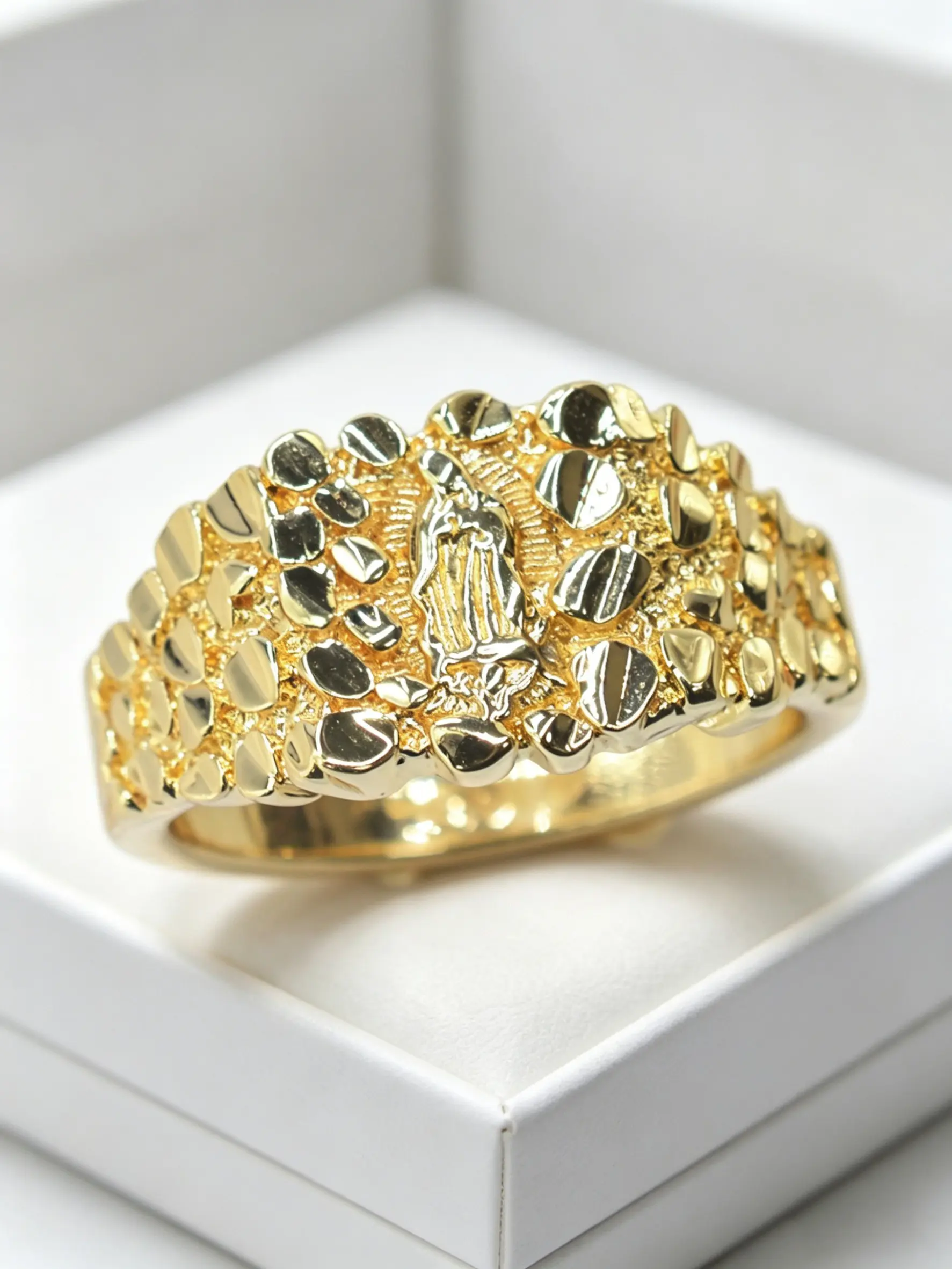 Elegant Guadalupe Virgin Relief Religious Ring, Rings Men, Unisex, Thanksgiving, Easter, Church Worship Guardian Jewelry