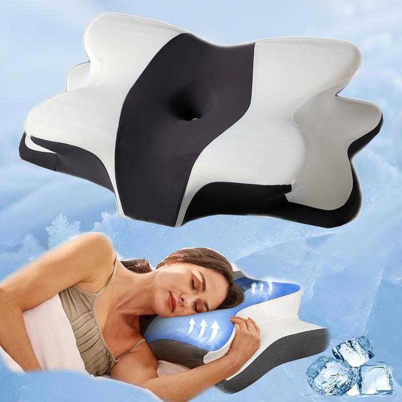 Sleep guru-recommended neck pillow, side sleeper pillow, contoured memory foam pillow for back and stomach sleepers, two height options, zoned contour design