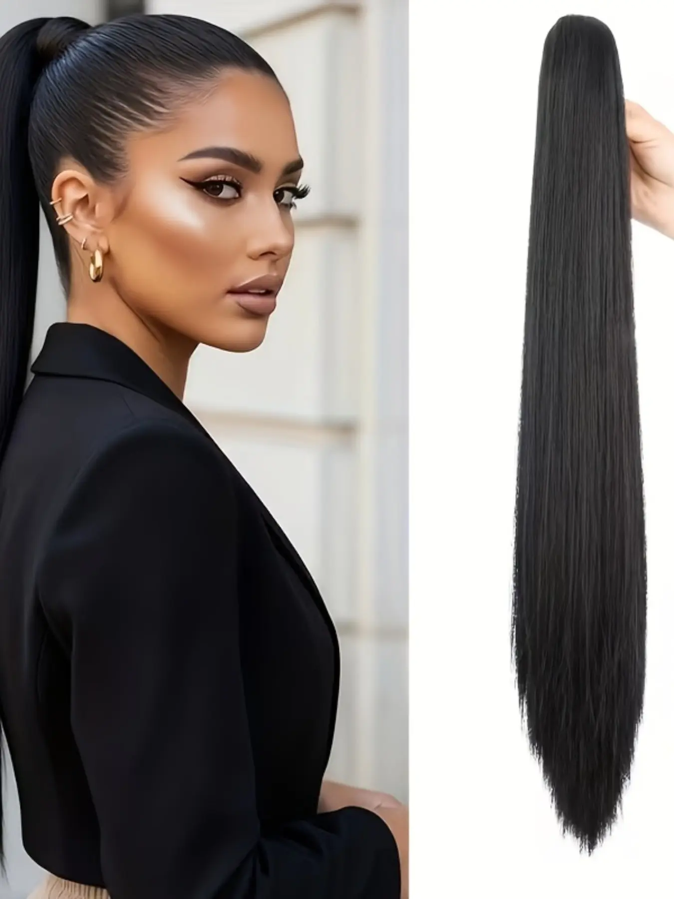 1Pcs Claw Clip Ponytail Hair Extensions 26 Inch Sleek Straight Y2K Extra Long High Pony Hidden Mini Invisible Small Claw Firm Grip No Shedding Heat Resistant Synthetic Hair For Women Halloween Christmas New Year Music Festival Club Party Cosplay