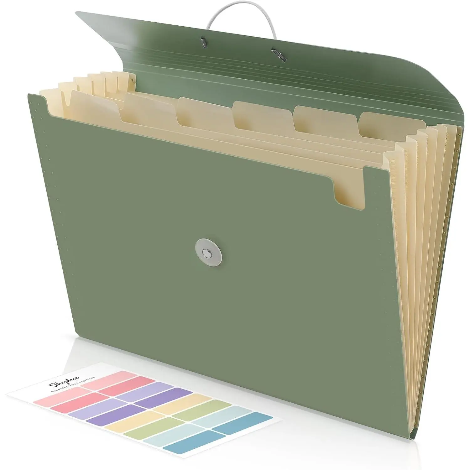 Accordion File Organizer, Expanding File Folder with 7 Pockets, Portable Receipt Paper Bill Document Organizer, Letter/A4 Size Filing Folder School Office Supplies, MossGreen