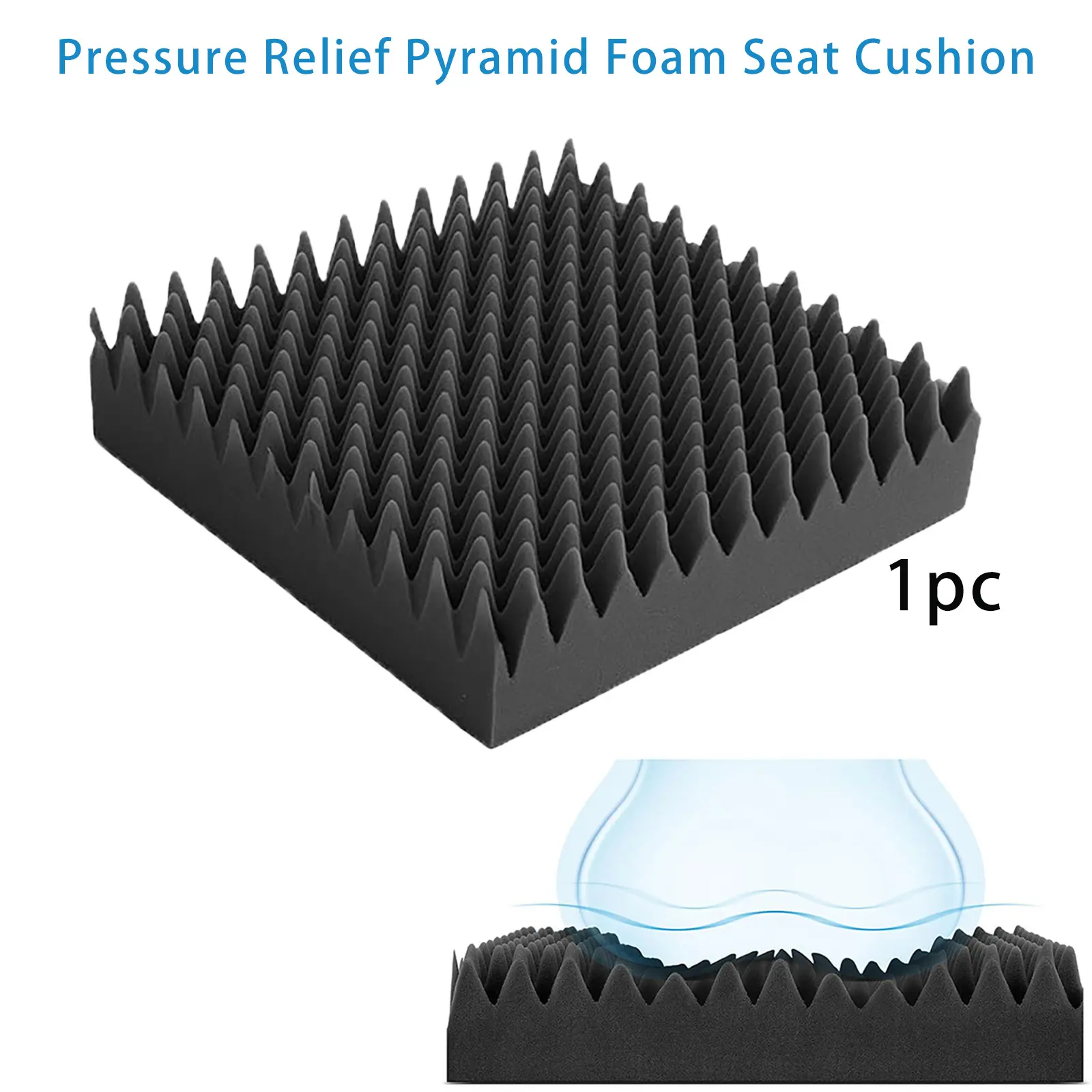 Office Chair Cushion, Pressure Relief Slow Rebound Foam Seat Pad, Breathable Pyramid Cushion for Long Sitting