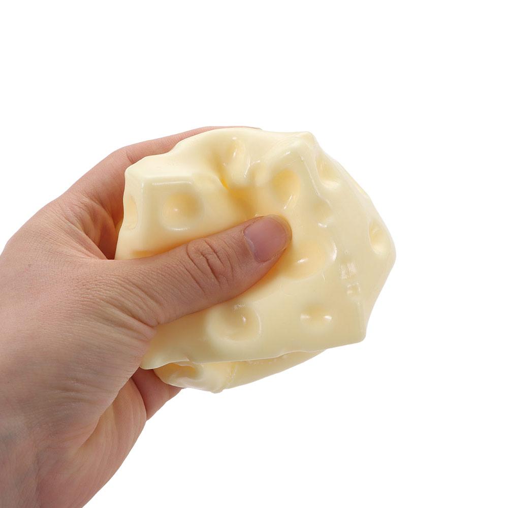 Shapeable Jumbo Cheese Cube Stress Ball Non-Bounce Anti-Stress Cheese Squeeze Fidget Toy Squishy Texture ASMR Sensory Stress Toy