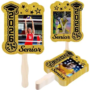 Gerrii 24 Pcs 2026 Senior Night Gifts DIY Photo Fans Custom Graduation Picture Props Hand Photo Frame for Senior Night Decorations Holidays Baseball Softball Sport Theme Party Favors Supplies
