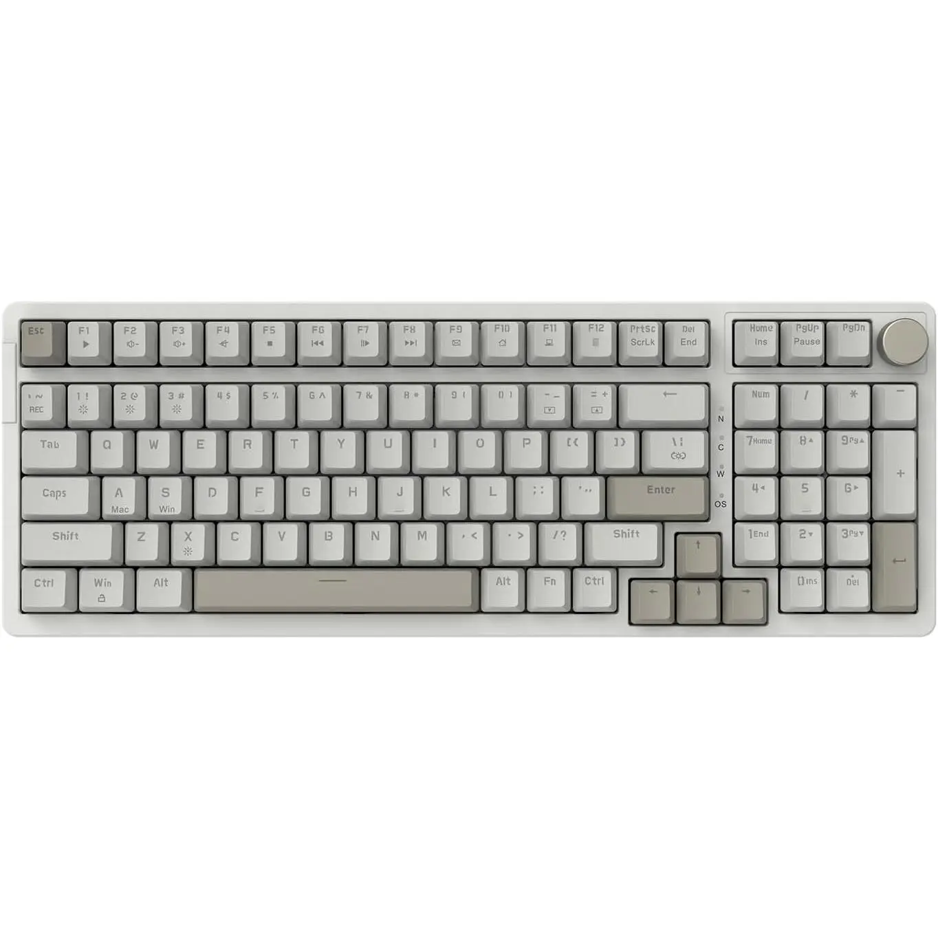 AK992 Retro Wired Mechanical Keyboard, 98% Full Layout, Hot-Swappable USB Gaming Keyboard with Red Switches, Multimedia Knob, Blue Backlighting, Anti-Ghosting, Grey Color