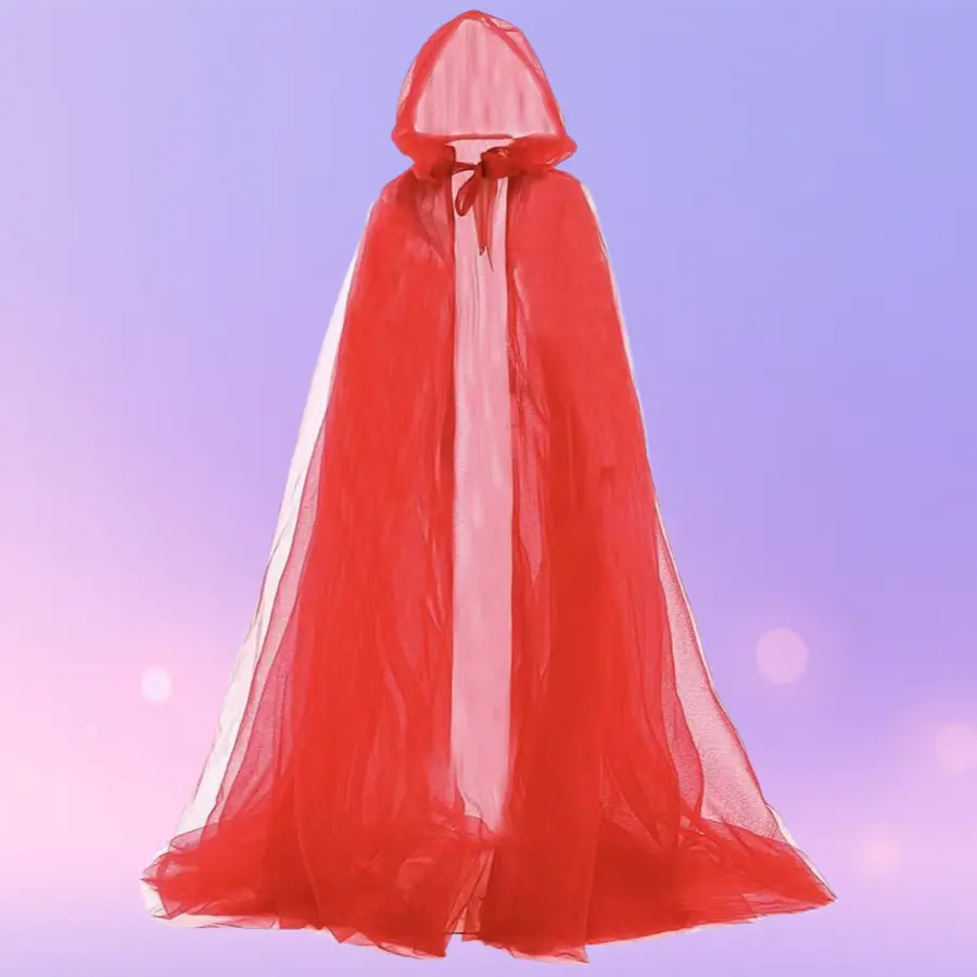 Elegant Long Hooded Tulle Fabric Cloak - Perfect Fit for Ghost-Reaper Witch Cosplay, Halloween Masquerade Events with Easy Matching Overall Design, Clothes, Accessories