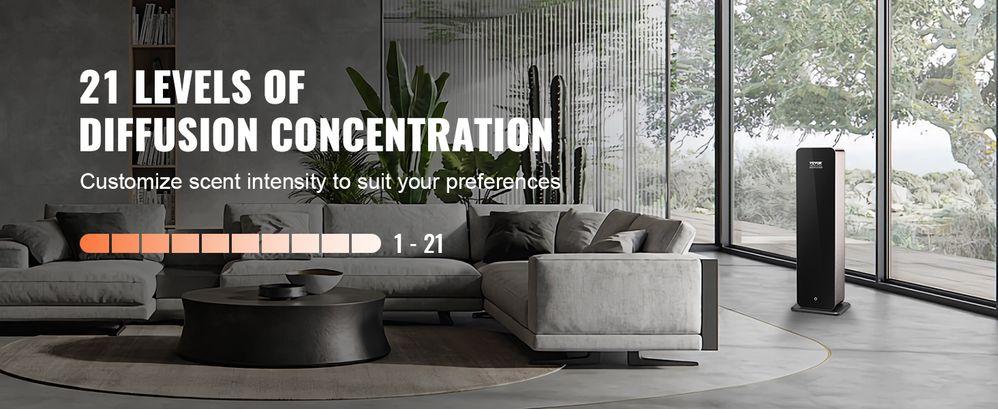 VEVOR Scent Air Machine for Home, 950ml Bluetooth Smart Cold Air Diffuser, 3000sq.ft Waterless Essential Oil Scent Air Diffuser, Floor Standing Aromatherapy Machine for Large Room, Office, Hotel