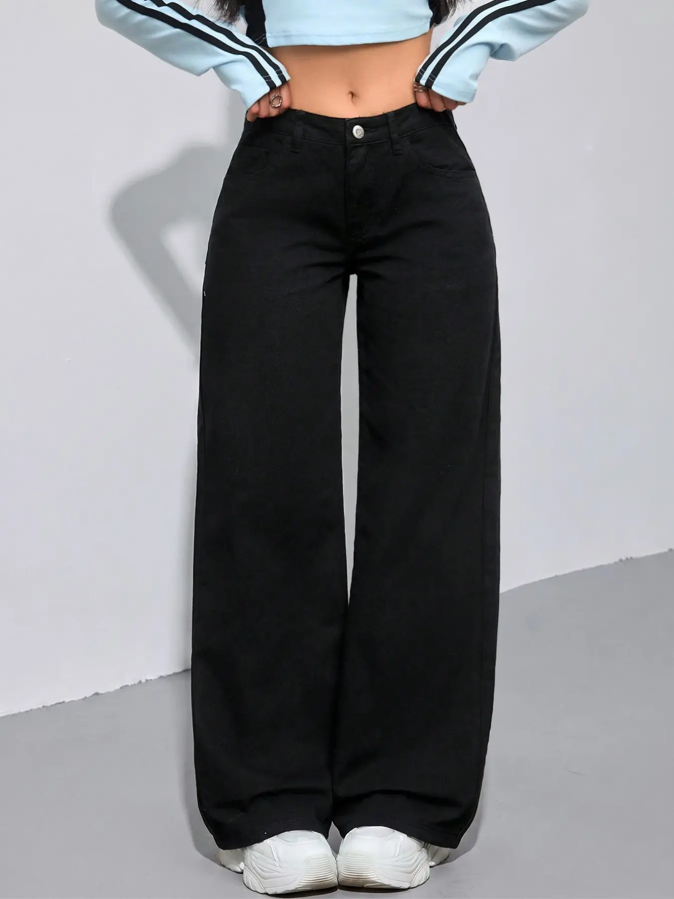 New Trendy Fashion Women's Pants Straight Leg Wide Leg Classic Versatile Comfortable Washed Denim Jeans, All Seasons Cute Style