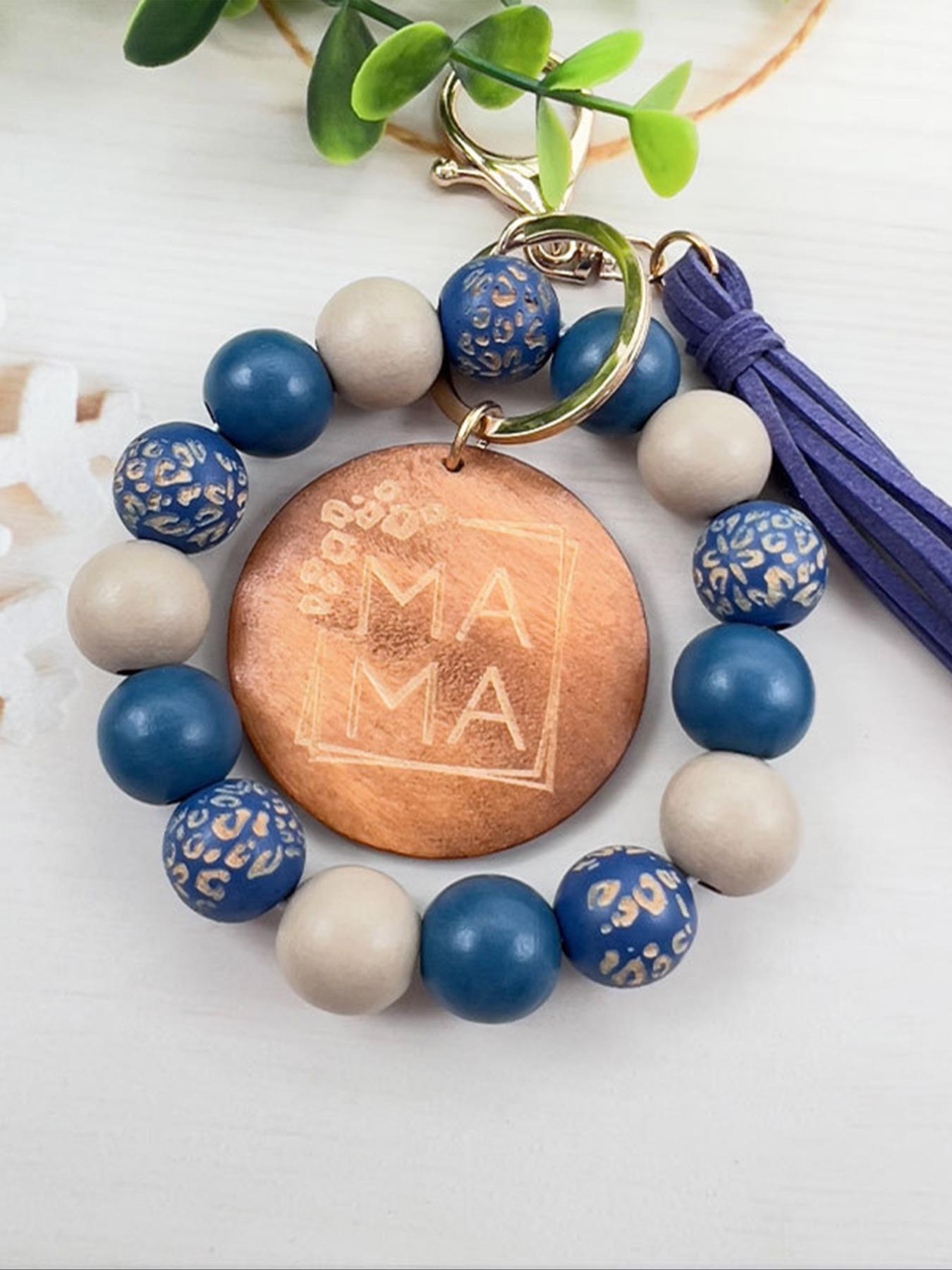 1/5pcs Handmade Wooden Bead Keychain with Leopard Print and Polka Dots, Sport Punk Theme, Mother's Day Gift, Women's Decorative Accessory, Keychain Bag Pendant