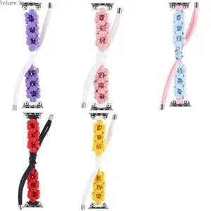 2026 New Handmade Flower Paracord Woven Watch Strap, Adjustable Braided Floral Replacement Band for All Smart Watches