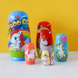 Six layer Russian nesting doll |   Unicorn series |   Fun wooden painted crafts |   Christmas holiday gifts |   Creative home ornaments and decorations