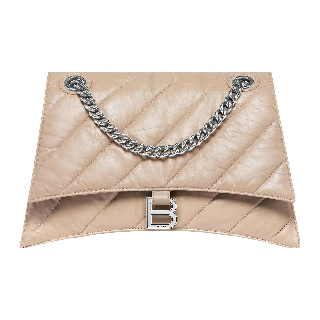 Balenciaga Quilted and Embossed Leather Tote Bag with Rivets and Magnetic Closure for Women in Beige
