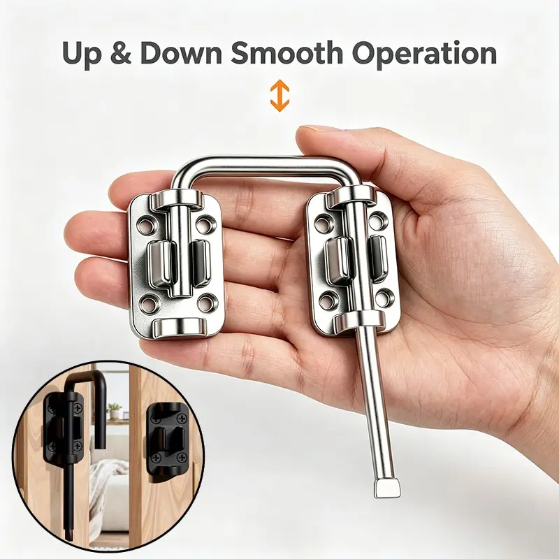 Matte /silver Flip Lock, High-Strength 304 Stainless Steel, Anti-Theft, Smooth Sliding, for Pet Cages, Cabinets, Windows