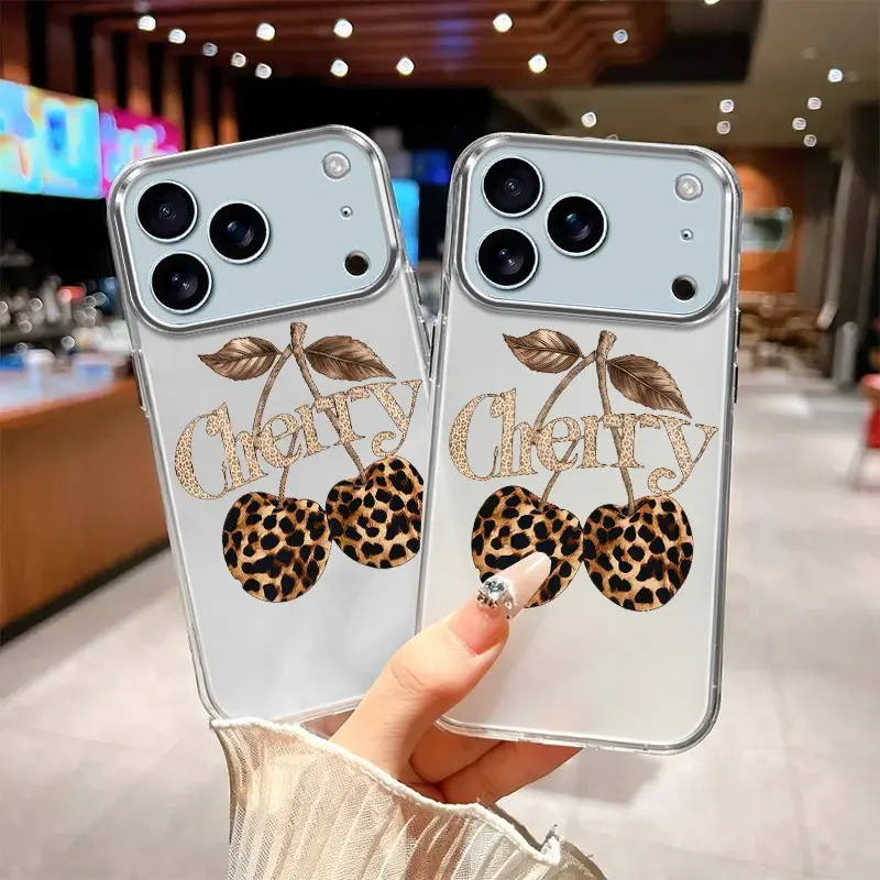 Phone case for iPhone 17Pro 17ProMax anti-drop Durable Modern Trendy Leopard Print Cherry Art Design BOLYKNBJ2