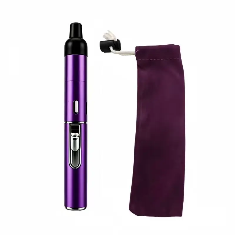 (No gas) Gloss Purple Refillable Gas Windproof Lighter | Slim Pen-Style Outdoor Fire Starter with Matching Velvet Storage Bag