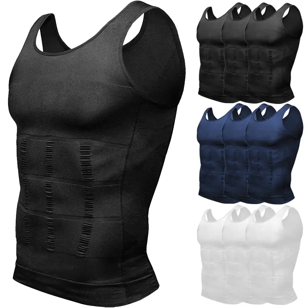 1/2 Pack Men's Compression Tank Tops, Tummy Control Shapewear Vest, Stretch Body Shaper Undershirt, Sleeveless Breathable Workout Top for Gym, Fitness, Running & Sports