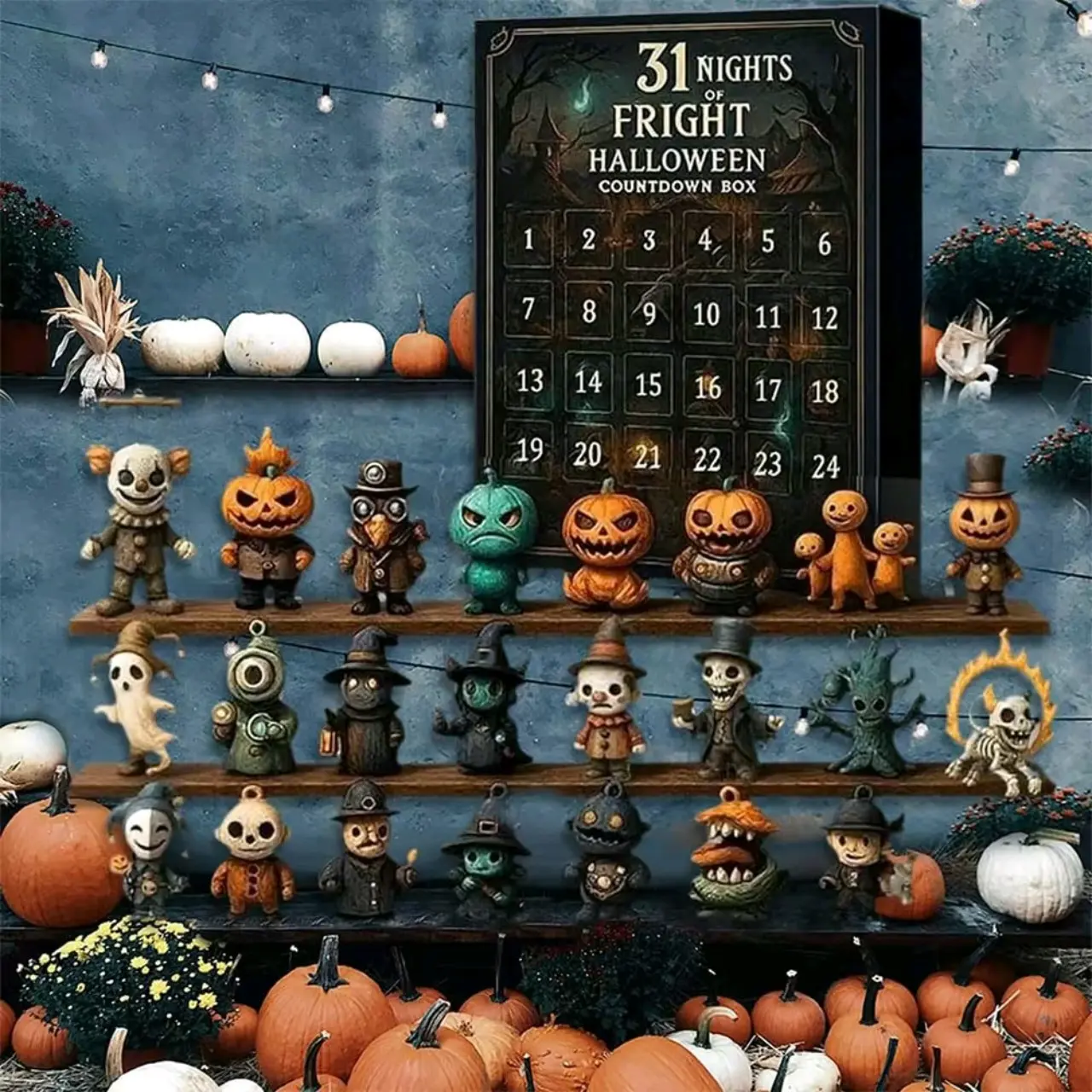 Halloween 31 Nights Countdown Set, 2026 Halloween Calendar Mini Gift Box, Horror Characters Decorations, Gifts for Kids and Women