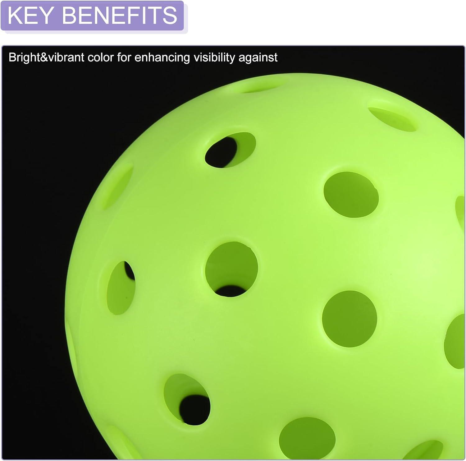 Pickleballs 40 holes, fluorescent glow-in-the-dark pickleballs, high elasticity, for night training