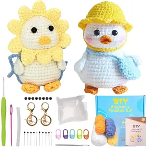 Crochet Kit for Beginners, 2 count Duck Crochet  Kits with Step-by-Step Video Tutorials, Beginner Amigurumi Crochet Starter Kit for Adults , Holiday Birthday