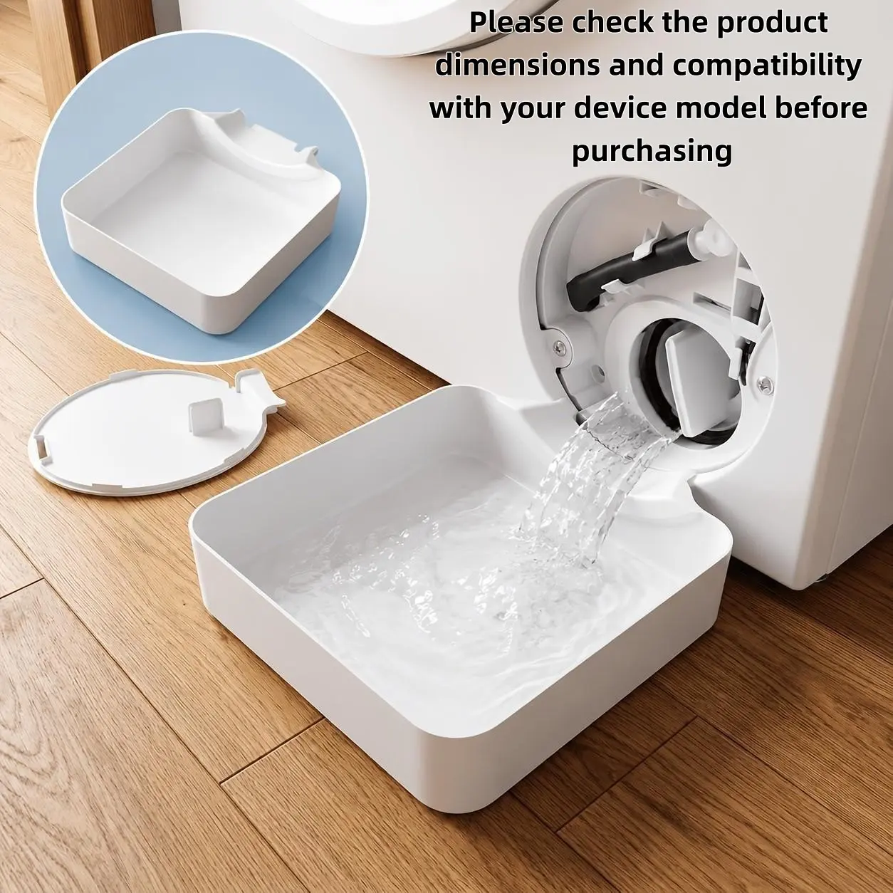 Washing Machine Drain Funnel Set, 2-Piece Water Tray + Lid Opener, Prevents Leaks in Laundry Room, Essential Washing Machine Accessories