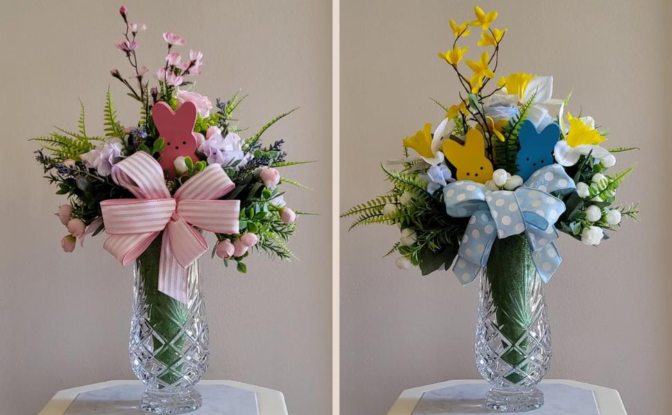 Easter Décor, 4 Pcs Bunny Table Decorations Wooden Spring Signs for Home, Wood Rabbit Tiered Tray/Mantal Décor for Farmhouse or Office Party Supplies