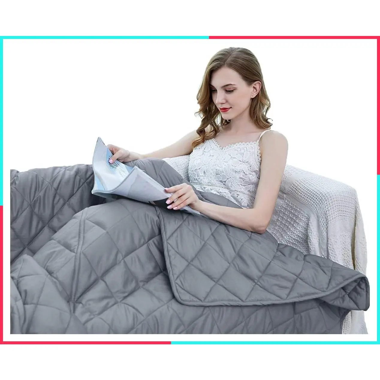 Weighted Blanket - High Breathability - 48'' x 72'' 15LB - Premium Heavy Blanket for Calm Sleeping for Adults and Kids, Durable Quilt Grey