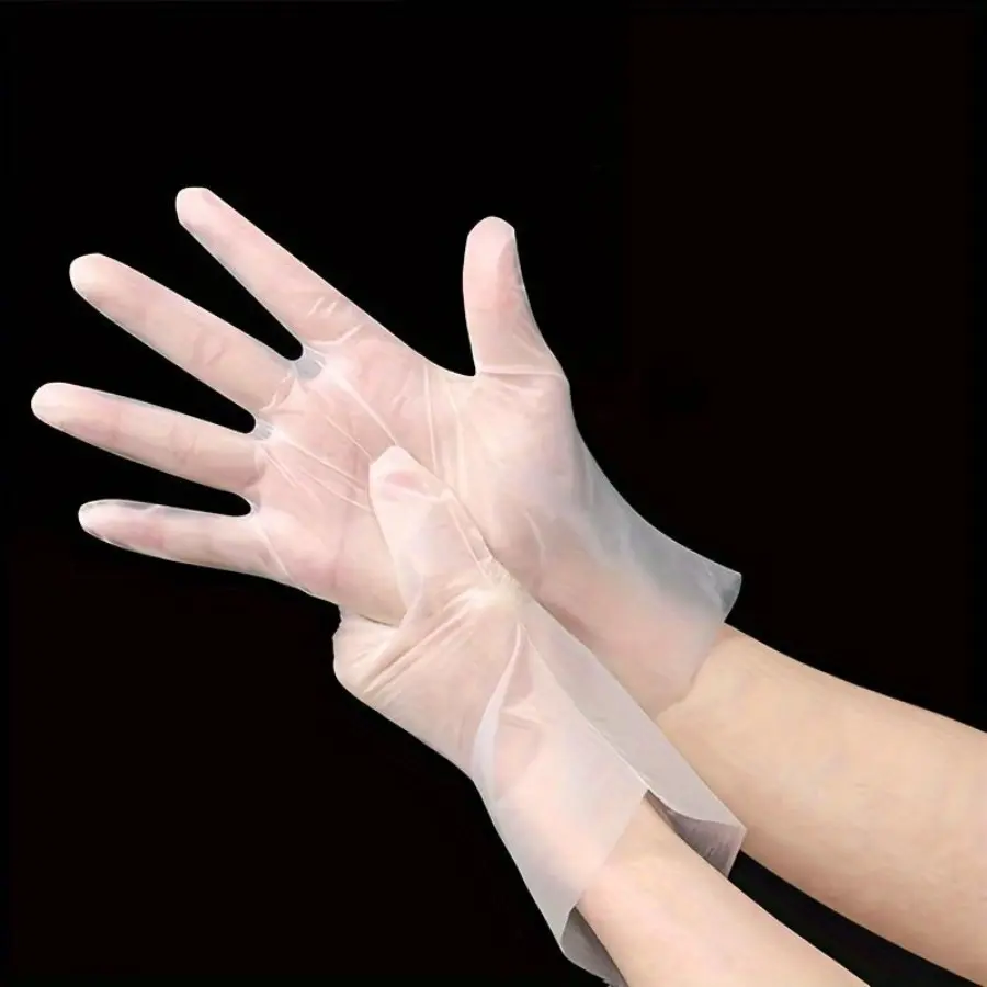 100 Pairs of Transparent Disposable Gloves, Suitable for Beauty and Hairdressing, Home Food Processing, Laboratory Work, Cleaning, Bagged