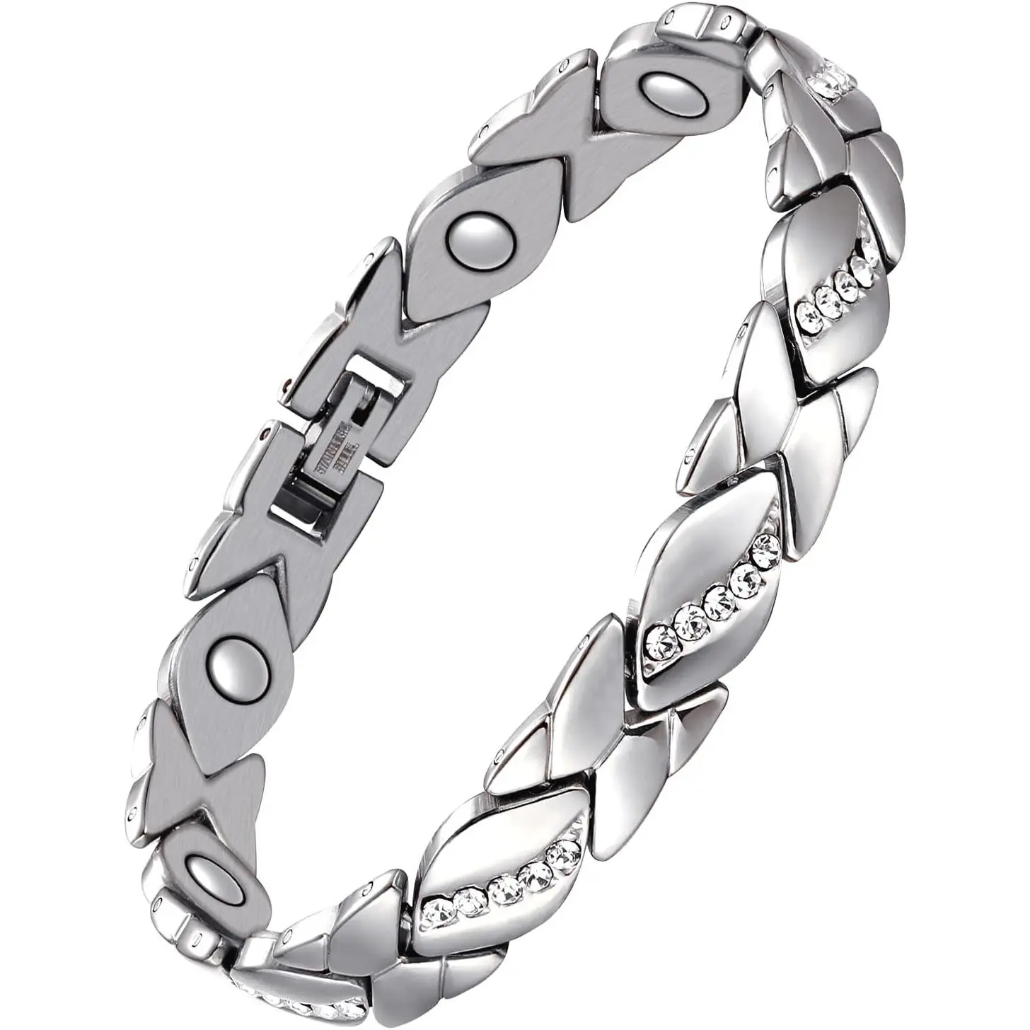 Pure Copper Crystal Inlaid Bracelet for Women, 3500 Gauss Ultra Strong Magnetic Adjustable Wrist Bangle, Elegant Sentimental Mother’s Day Jewelry Gift with Free Sizing Tool