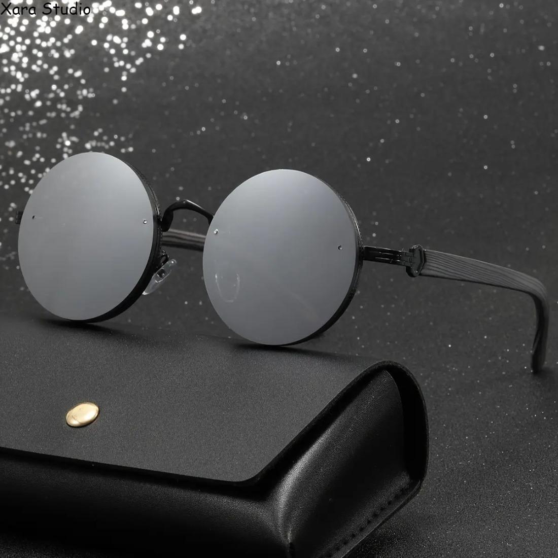 Retro Round Glasses for Men & Women – Vintage Metal Frame Eyewear with Faux Wood Grain Temples, Lightweight Durable Fashion Glasses for Casual, Travel & Daily Wear