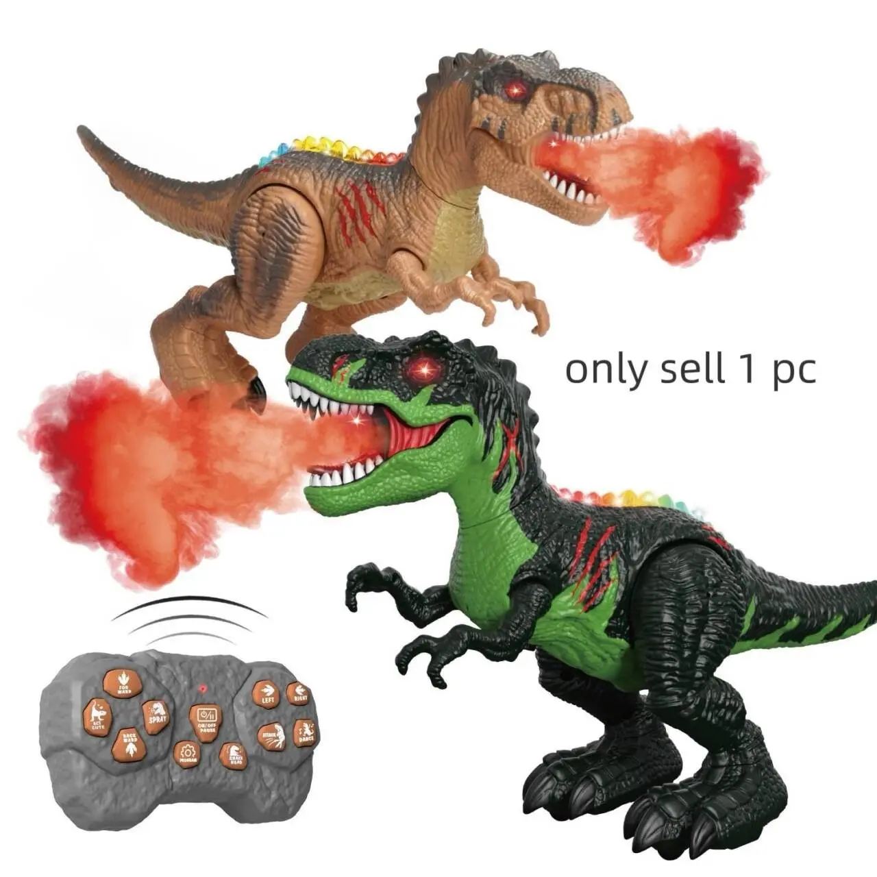 Educational Electric Remote Control Dinosaur Toy, T-Rex with Dance Lights and Spray Mode, Walks, Prank Toy, Ages 4+, Walking Rc Dino