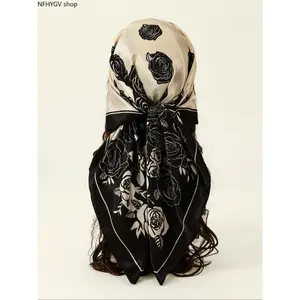 Women’s Elegant Gradient Marble Watercolor Print Scarf, Soft Floral Multi-Functional Wind & Sun Protection Shawl, Lightweight All-Season Fashion Accessory, Smooth Skin-Friendly Flowy Fabric Design, Suitable For Daily Casual Outfits, Wedding Parties, Trave