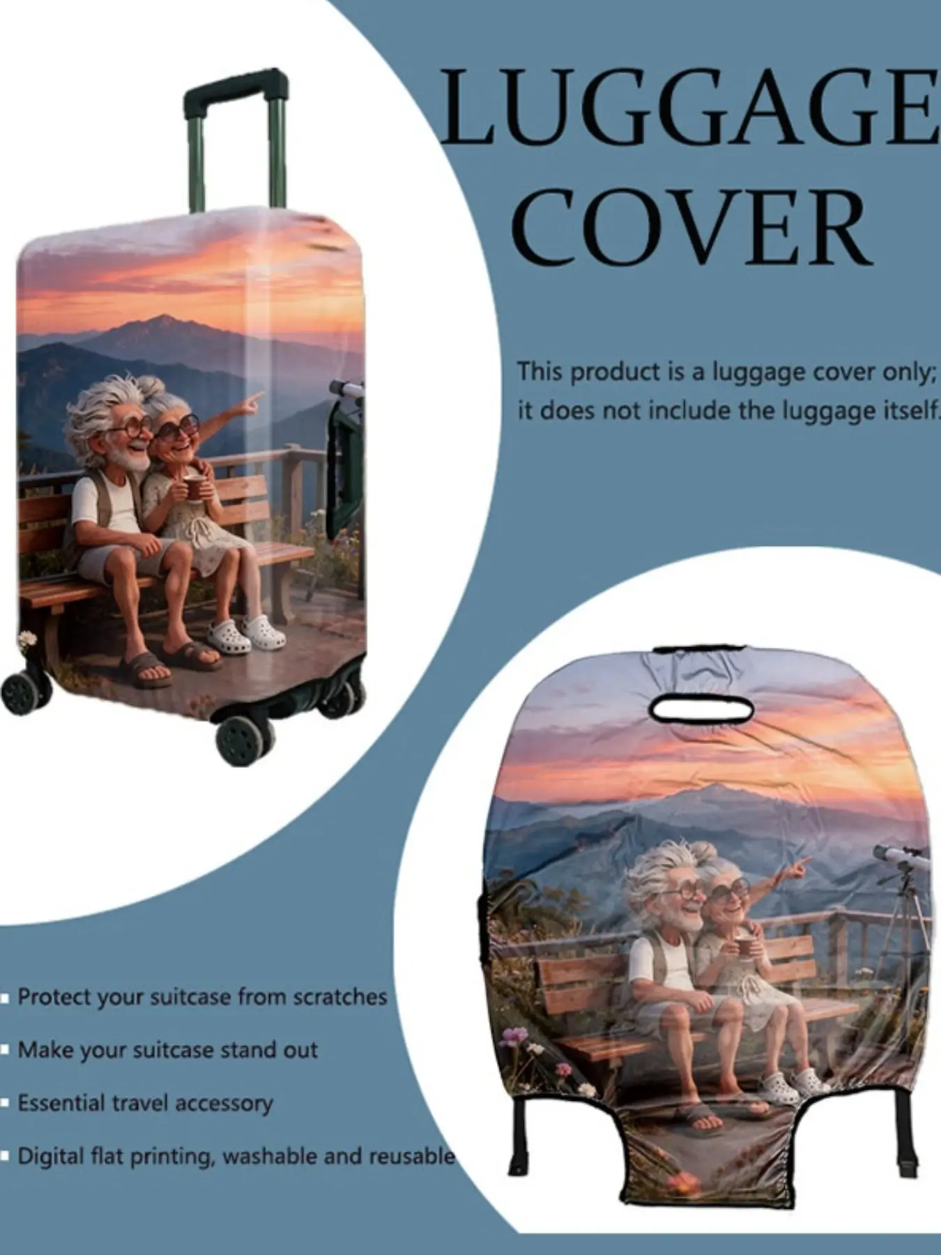 1pcs Luggage Protective Cover, All over Print Design, Suitable for 20-28 Inch Suitcases, Thick High-Quality Fabric, Essential Travel Accessory