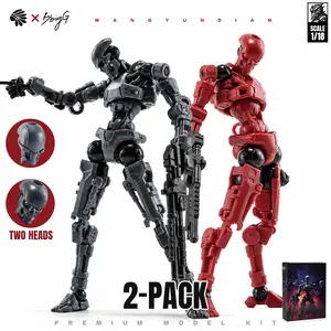 2-Pack 1/18 Scale Sci-Fi Mecha Build Model, High-Mobility Robot Kit, Stress Relief Toy, Interchangeable Head Sculptures, Modular Arms, Display Base, Model Building Kits