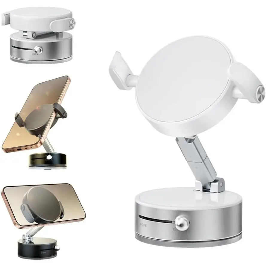 Phone Holder for /Dashboard/Desk Adjustable & Foldable Phone Stand Compatible with  & Non- Phones ( Phones 4-7") (White)
