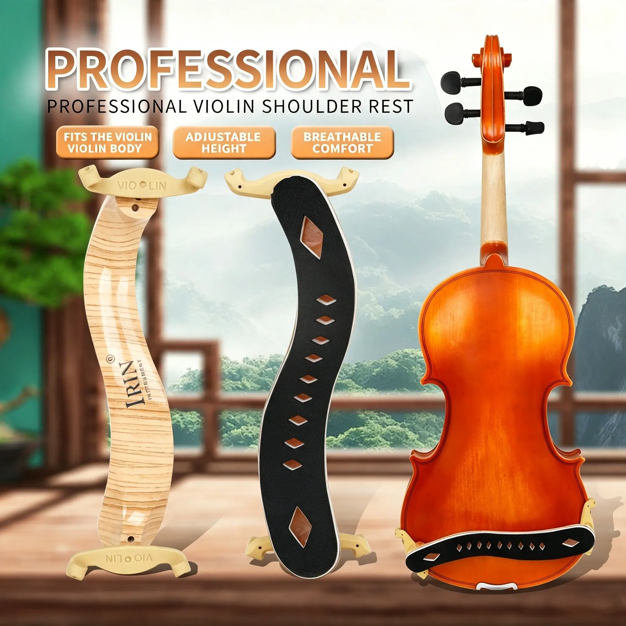 Irin Ay041 Violin Shoulder Rest, Ergonomic Foot Classical Design, Comfortable Support for Practice, Performance, Music Lessons
