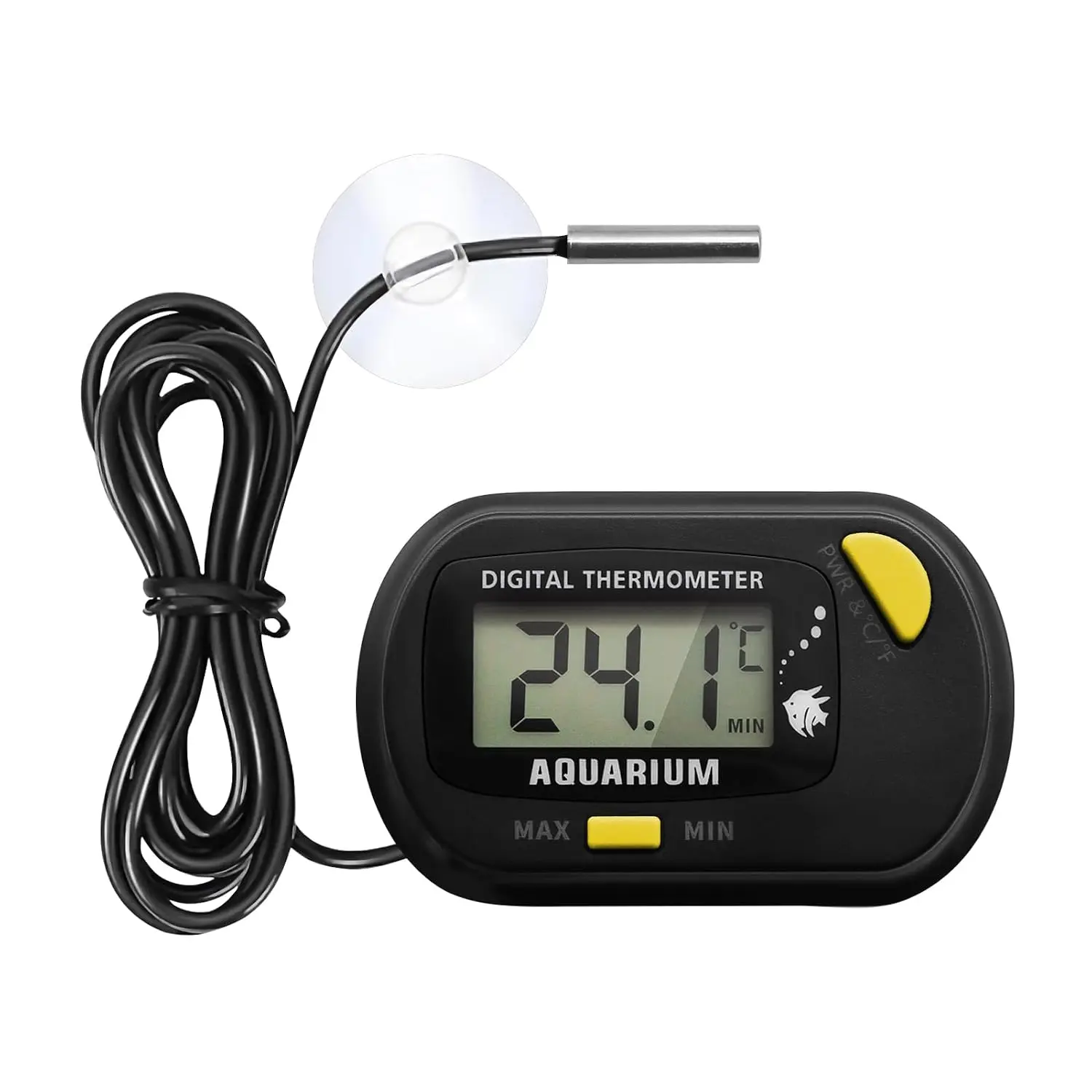 Digital Aquarium Thermometer with LCD Display MAX/MIN Memory for Fish /Reptile Terrariums Water Temperature Gauge with Precision Sensor (Grey)