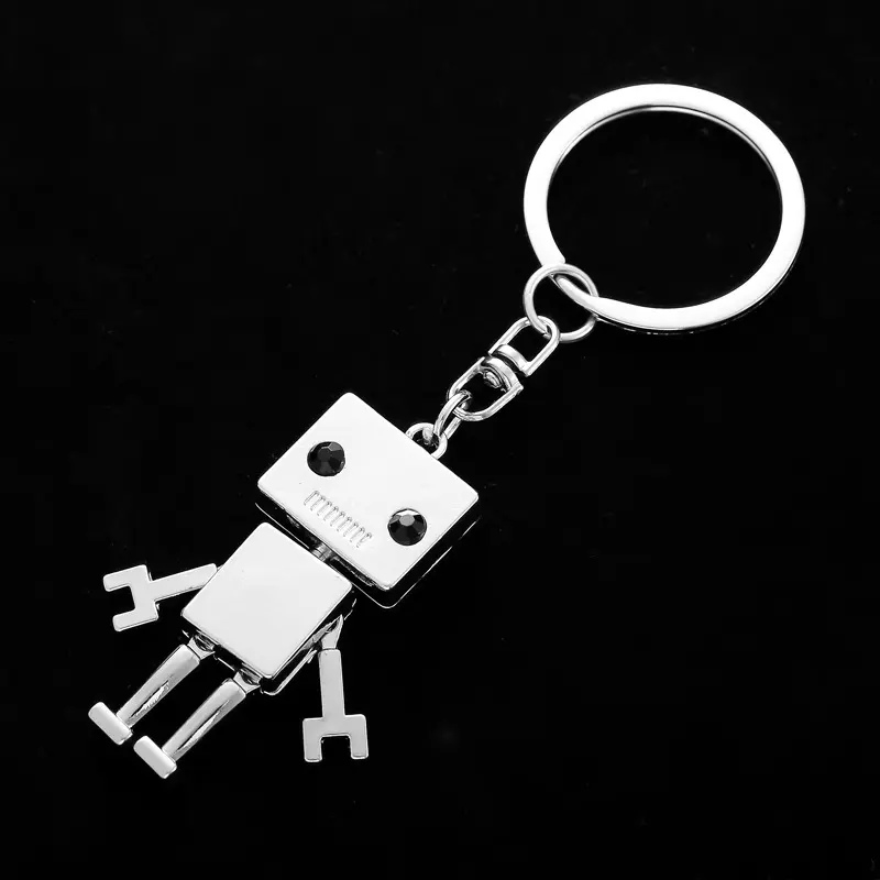 Y2K Viral Cyberpunk Minimalist Robot Keychain | Edgy Geometric Metal Android Charm Key Ring Techwear Aesthetic Bag Pendant Alternative Gift