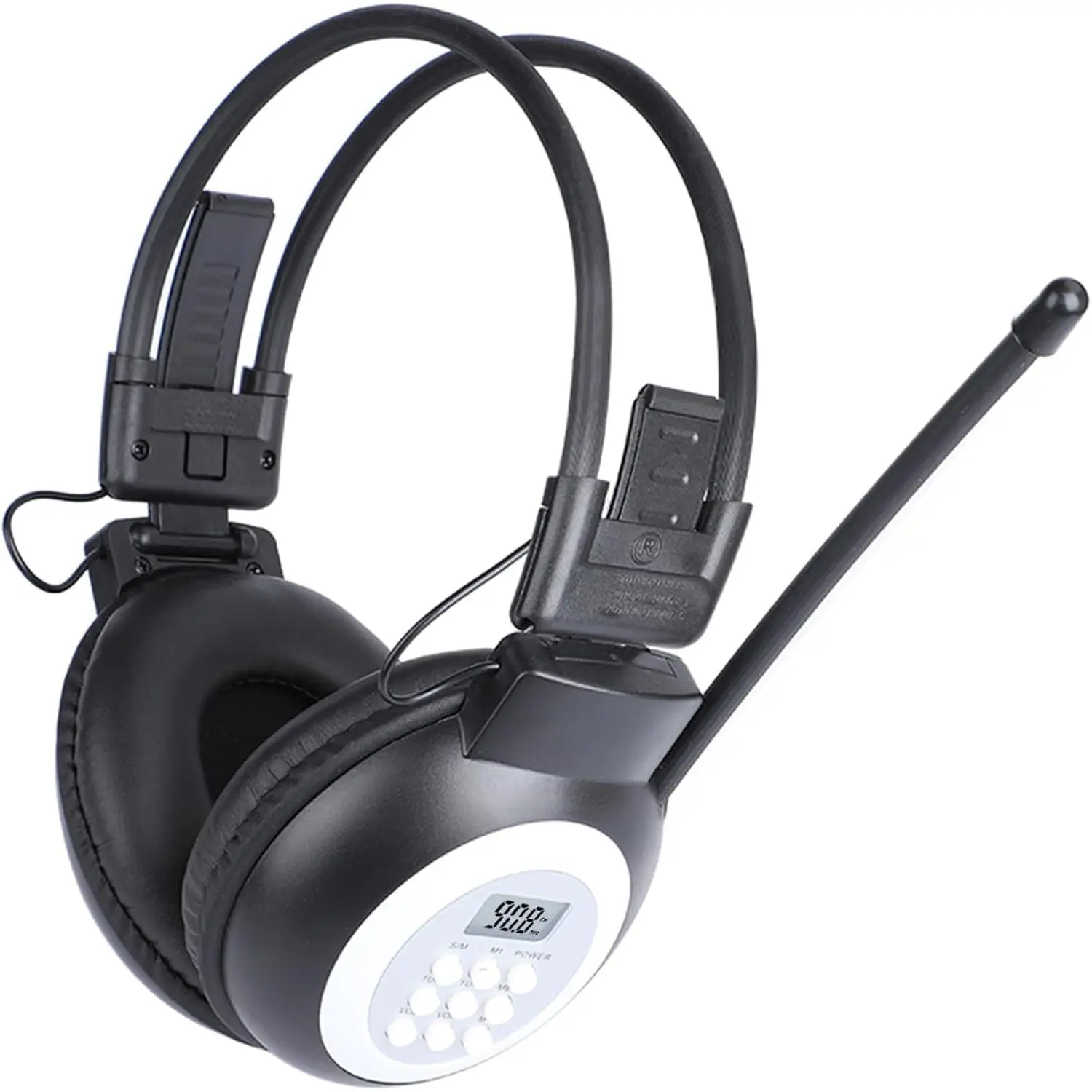 FM Portable Radio, Stereo Headsetwith LCD,Over Ear Foldable, Pocket Walkmen Conference Receiver, Small /Wired Headphones Operated by 2   for Walking/Running ZWS-308