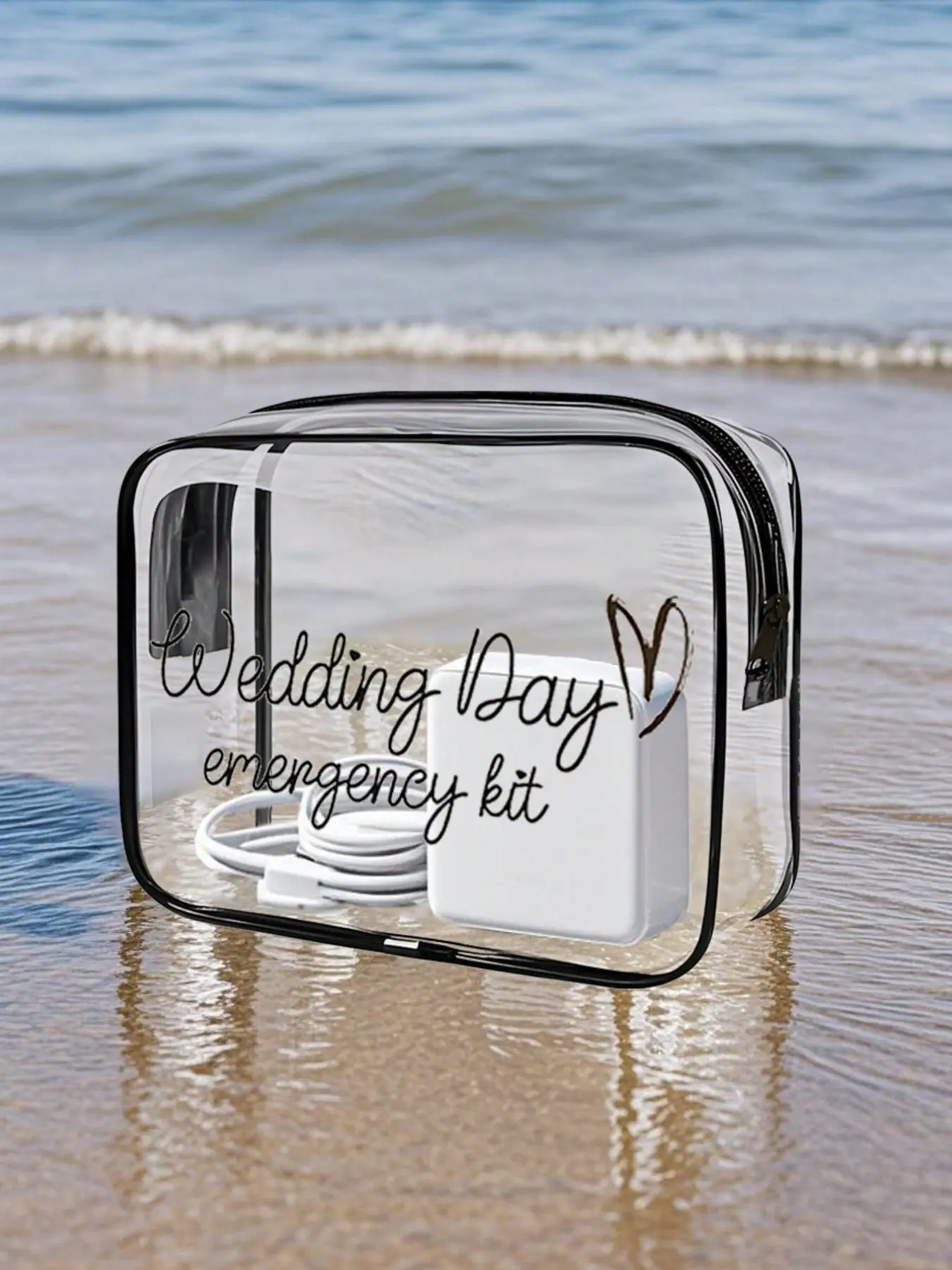 Newlywed Makeup Bag, Travel Cosmetic Bag, Party Gift for Bride, Bridesmaid, Best Friend, Zipper Design, Durable, Beach Essential