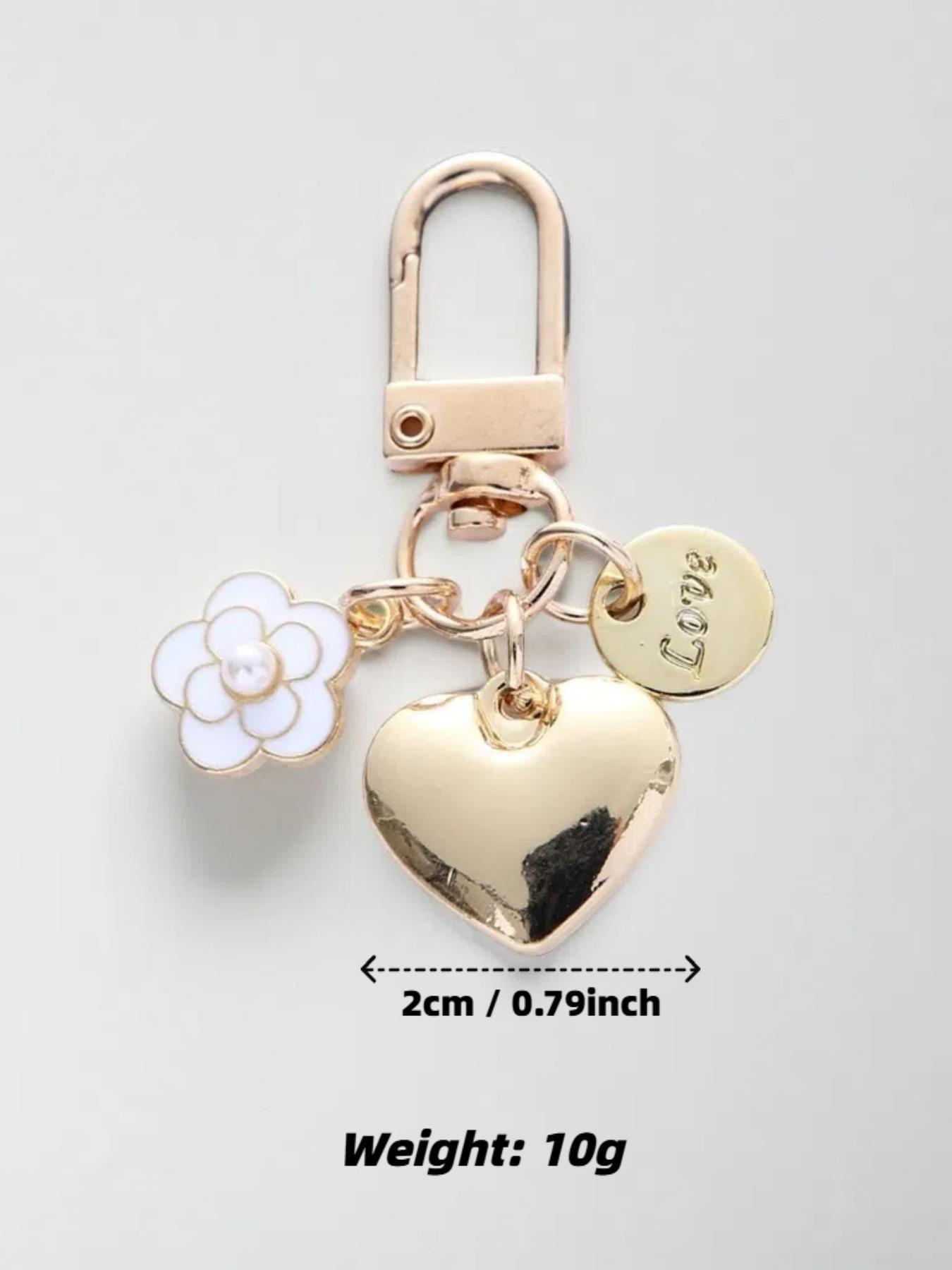 Heart & Flower Design Car Key Chain, Fashionable Key Ring for Women & Men, Keychain for Car, Key, Trendy All-match & Exquisite Keychain Jewelry for Birthday Gift