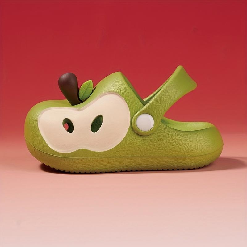 Children's Apple Clogs Summer Closed-Toe Cool Slippers for Boys and Girls, Toddlers, and Kids, Non-Slip Soft Sole Baby Beach Shoes, Cute Slippers for Middle and Older Toddlers