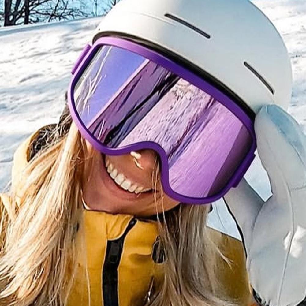 Large Frame Ski Goggles with Colorful Lenses & Soft Sponge Padding, Impact-Resistant Anti-Glare Snow Eyewear for Outdoor Winter Sports, Snowboarding & Skiing