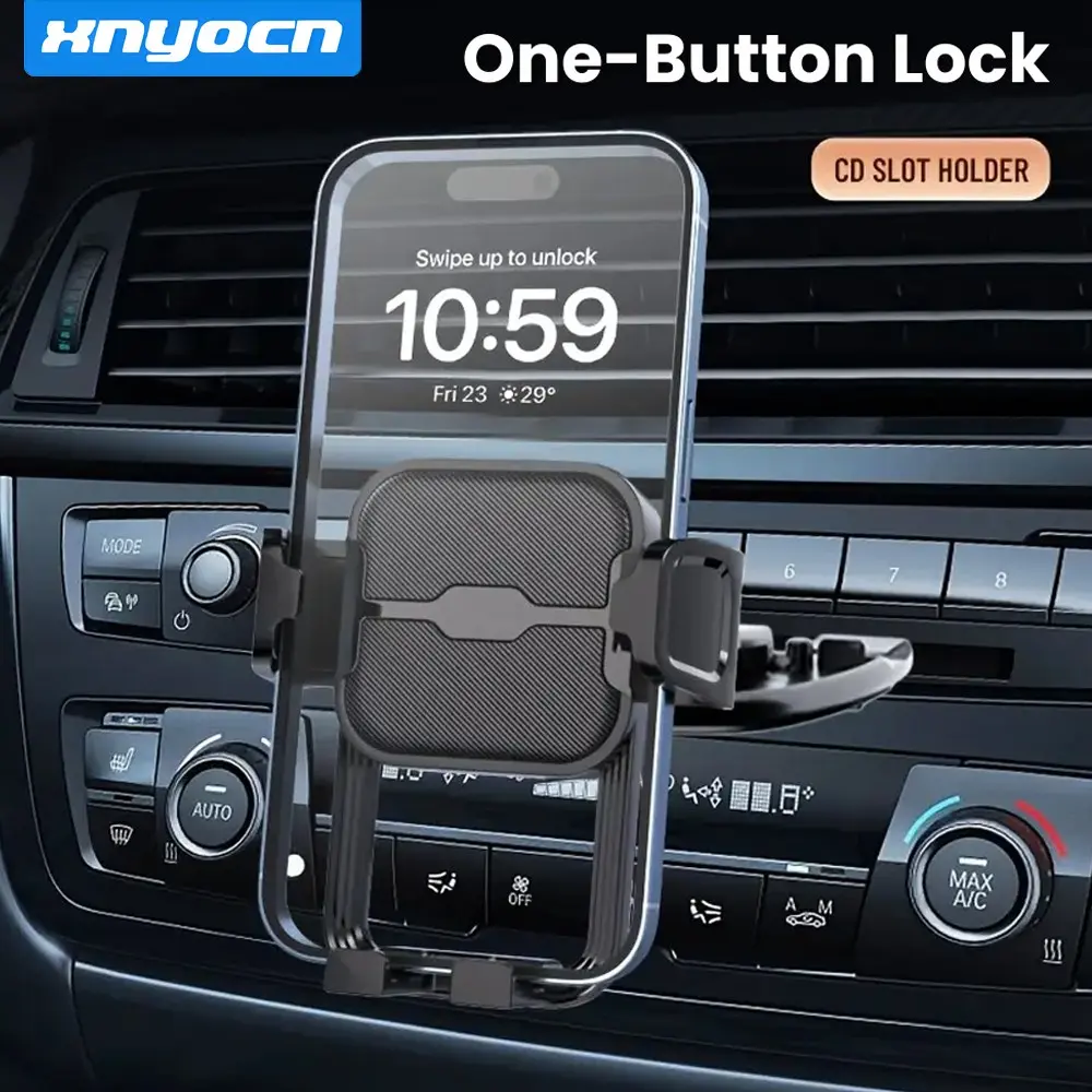 Car CD Slot Phone Holder, Quick Install & Adjust & Lock, 360° Rotatable, Universal for 5.5-7 Inch Smartphones, Stable Anti-Shake Navigation Stand