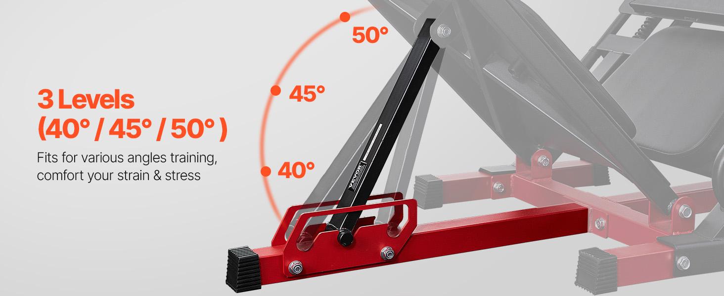 VEVOR Leg Press Hack Squat Machine, Adjustable Leg Press Combo with Linear Bearing and Weight Storage, Lower Body Special for Home Gym, Leg Exercise Equipment for Quads, Hamstring, Glutes, Calve