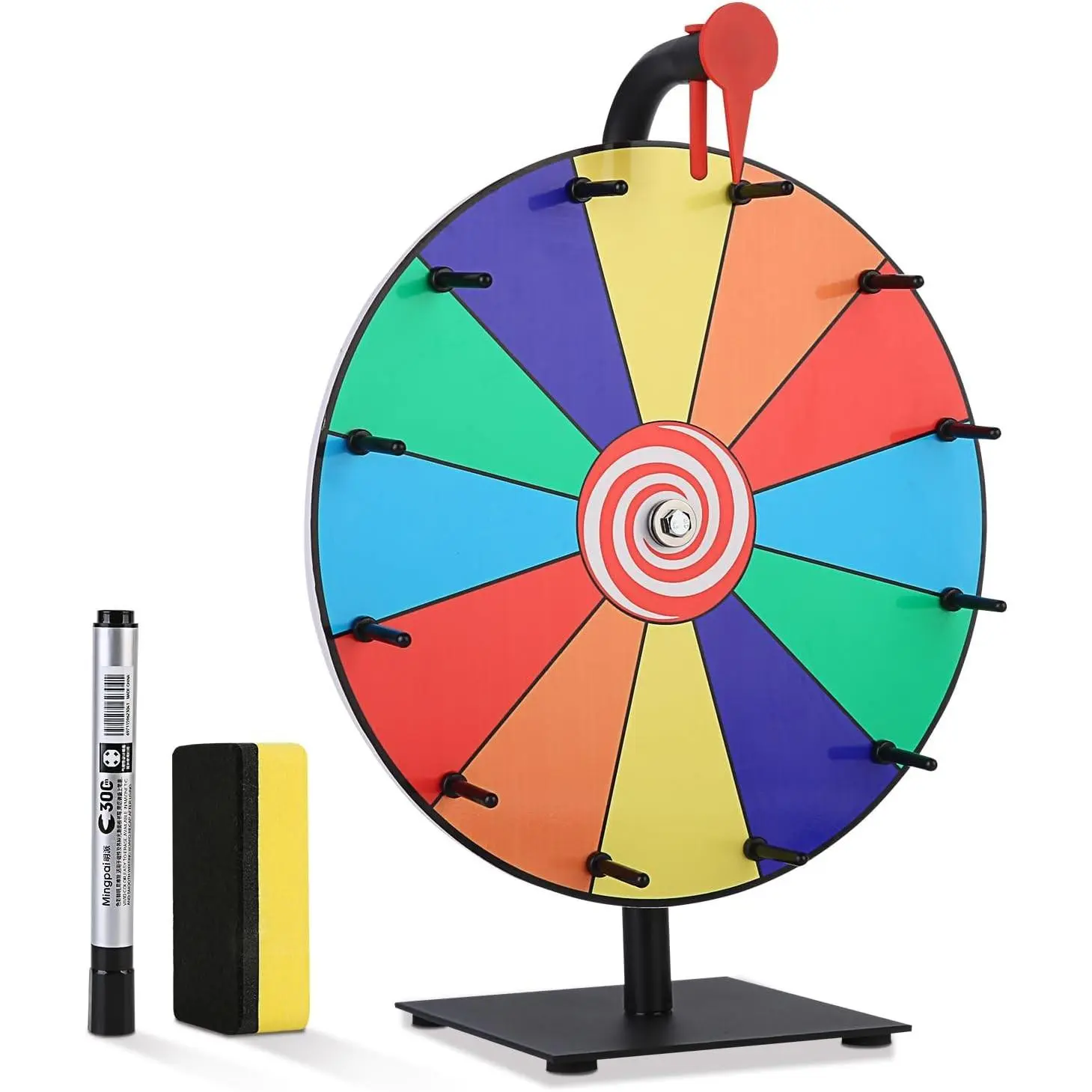 12 Inch Spinning Wheel with 12 Writable Slots Durable Spin Wheel Game with Stand for Events Classroom Games and Party Raffles