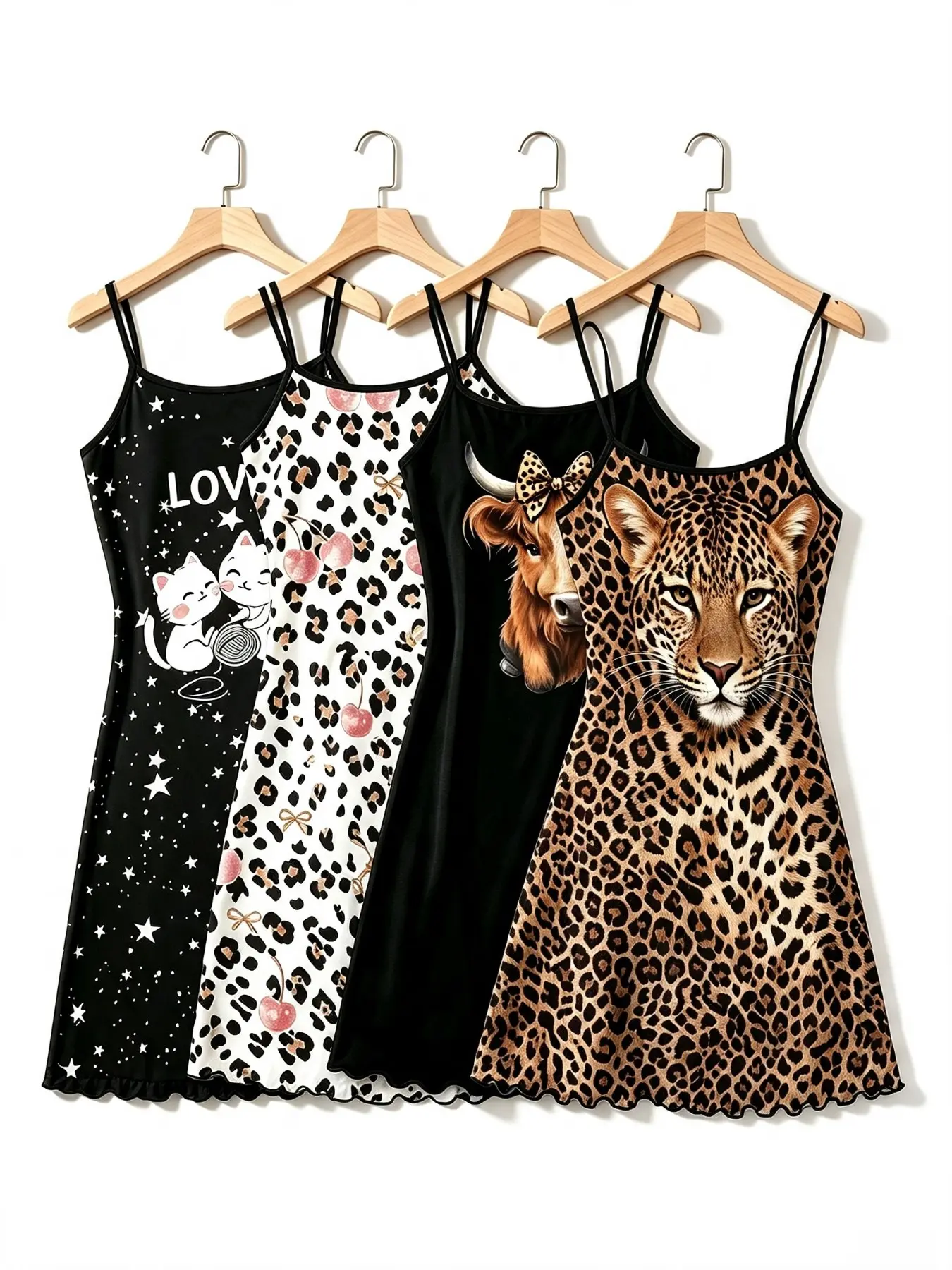 Women's Nightdress Set, Boho Style, All over Print, Soft Breathable, Loose Fit, Contrast Binding, Summer 2026 Trendy Sleepwear