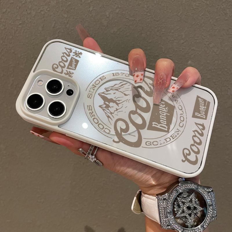 Vintage COORS Letter Pattern Premium Magnetic Phone Cases for iPhone 16 15 14 Pro Max 13 12 11 Plus Smartphone Shockproof Protection Acrylic Cover Cellphone Protective magsafe magnetic case Aesthetic Resistance Casing Protector Silicone White