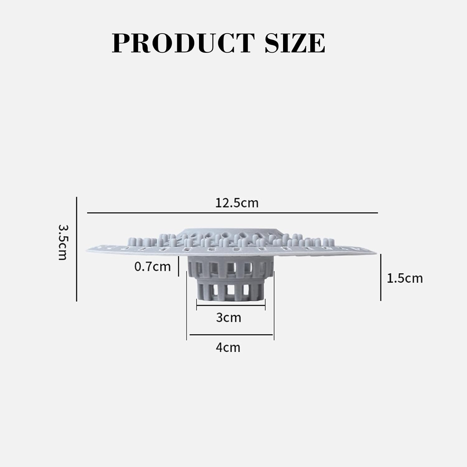 Silicone Bathtub Drain Hair Catcher – 3PCS Shower Drain Protector for 1.48" to 1.76" Regular Drains – Easy-to-Clean and Reusable Grey