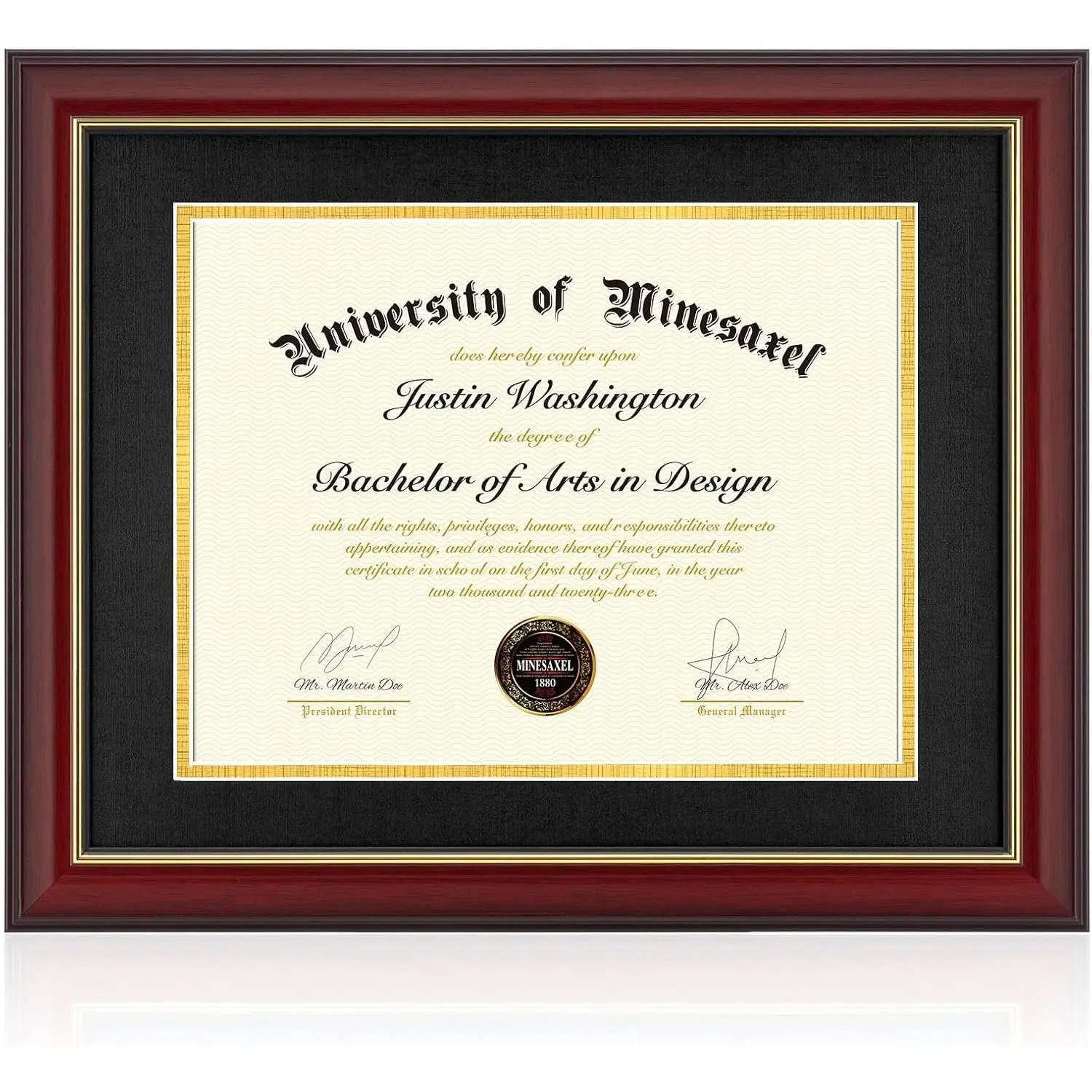 11x14 Diploma Frame with 8.5x11 Opening and Black Mat for Degree Certificate Document, Wall Mount or Tabletop Display, Cherry RedGift
