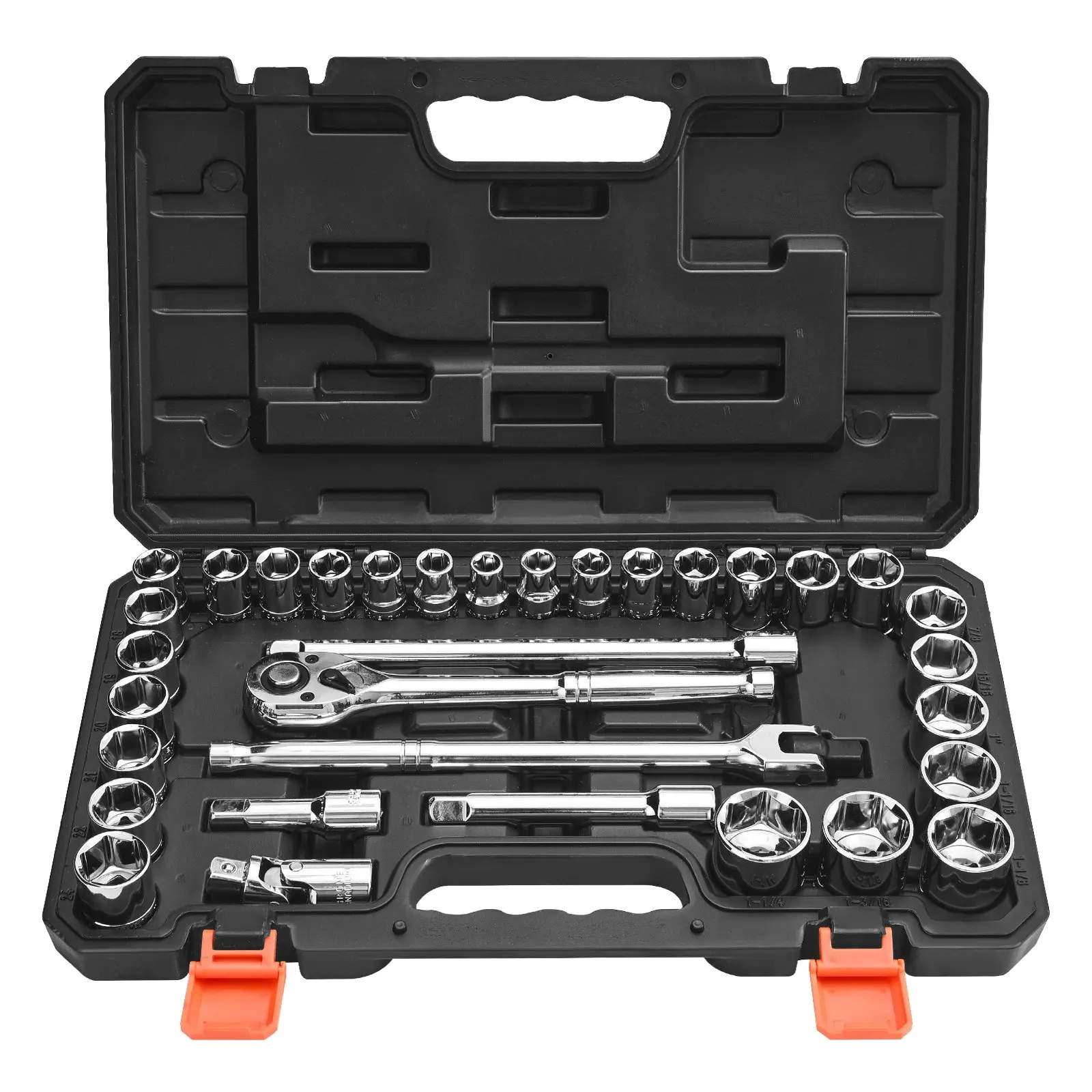 VEVOR 33-Piece 1/2 in Drive Mechanic Tool Kit, CR-V Steel Socket & Ratchet Set with SAE/Metric Sockets, Ratchet Wrench, Extension Bar & Storage Case, Tools for Mechanics for Auto Repair, Socket Drive